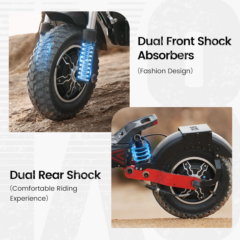 iScooter Electric Scooter, 28/38 MPH Top Speed E Scooter & 40/43/50 Miles Long Range, 10/11/12" Offroad Pneumatic Tire Scooter for Adults with Turn Signals, Double Braking Systems, APP and Storage Bag