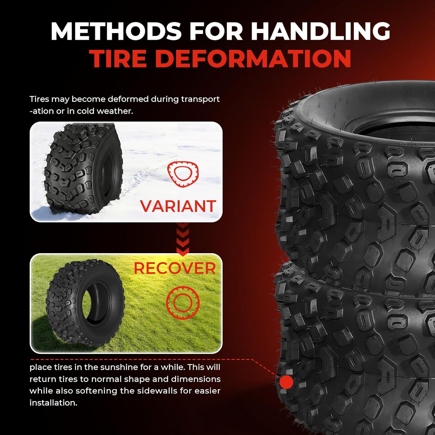 Set of 2 ATV/UTV Tires 22x11-10, 6PR 22x11x10 All-Terrain Tires, Tubeless, Puncture Resistant, Directional Tread