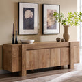 OKD Modern Farmhouse TV Stand, 70" Long Media Console Table with Storage Cabinet, Wooden Entertainment Center for Living Room, Light Knotty