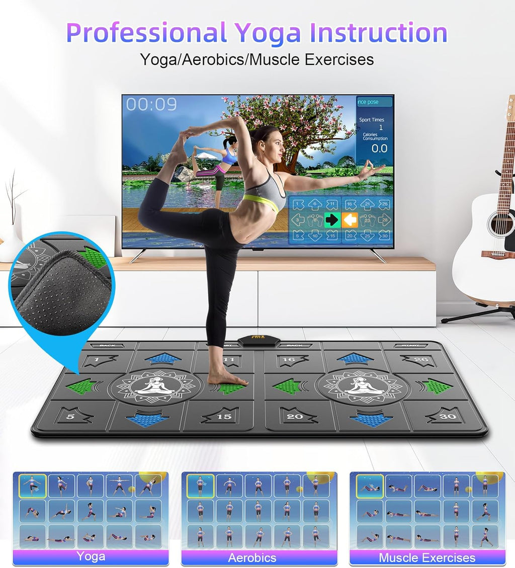 FWFX Wireless Dance Mat for Kids & Adults, Interactive TV Game System with Fitness Dance Pad, Plug & Play Indoor Sports Games for Family Fun(Gray)