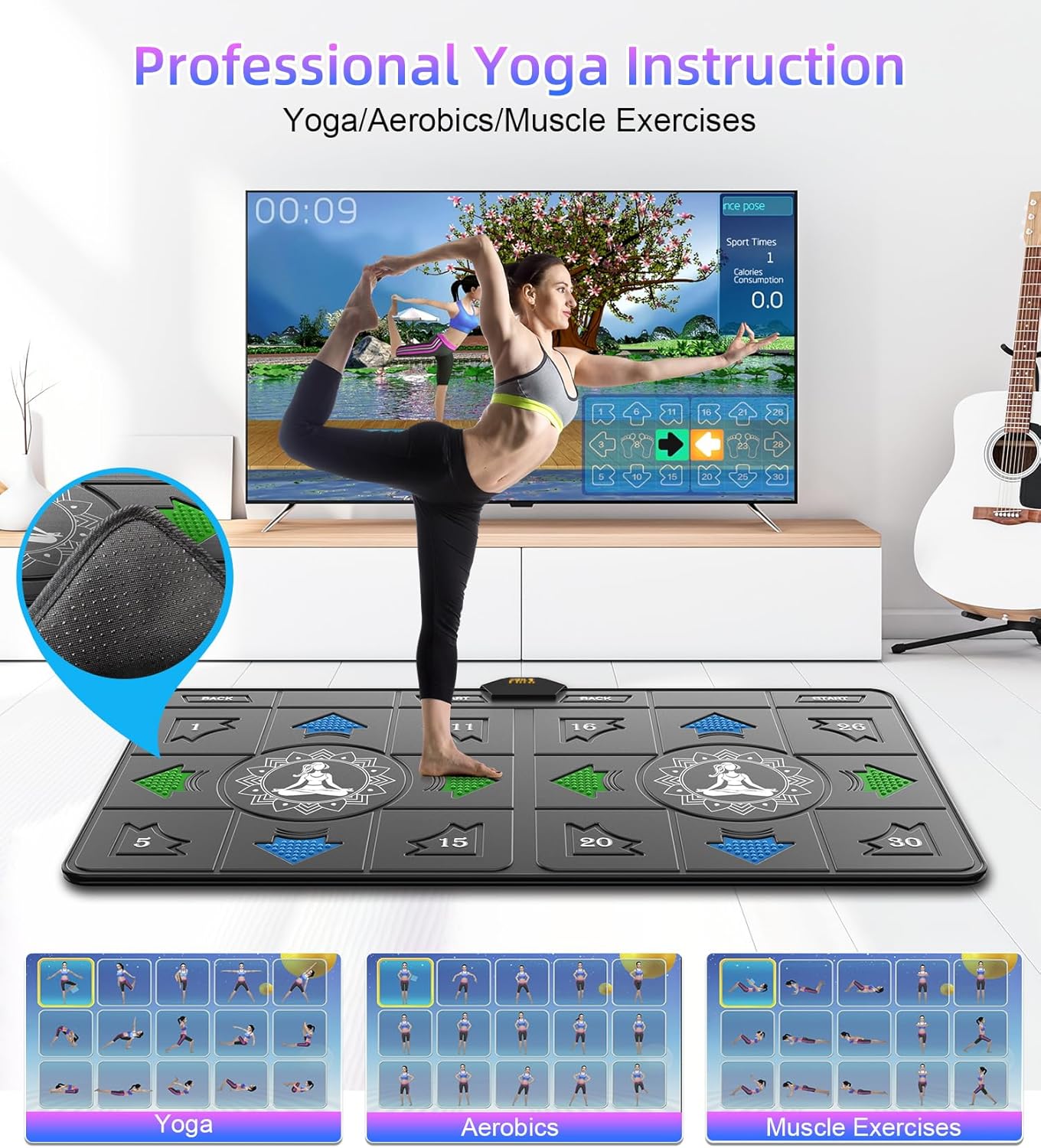 FWFX Wireless Dance Mat for Kids & Adults, Interactive TV Game System with Fitness Dance Pad, Plug & Play Indoor Sports Games for Family Fun(Gray)