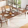 Garvee Large Dining Table for 6-8 People, 79" Wooden Kitchen Table with Sturdy Metal Frame, Dining Room Table for Dining Room, Kitchen, White Leg & Retro