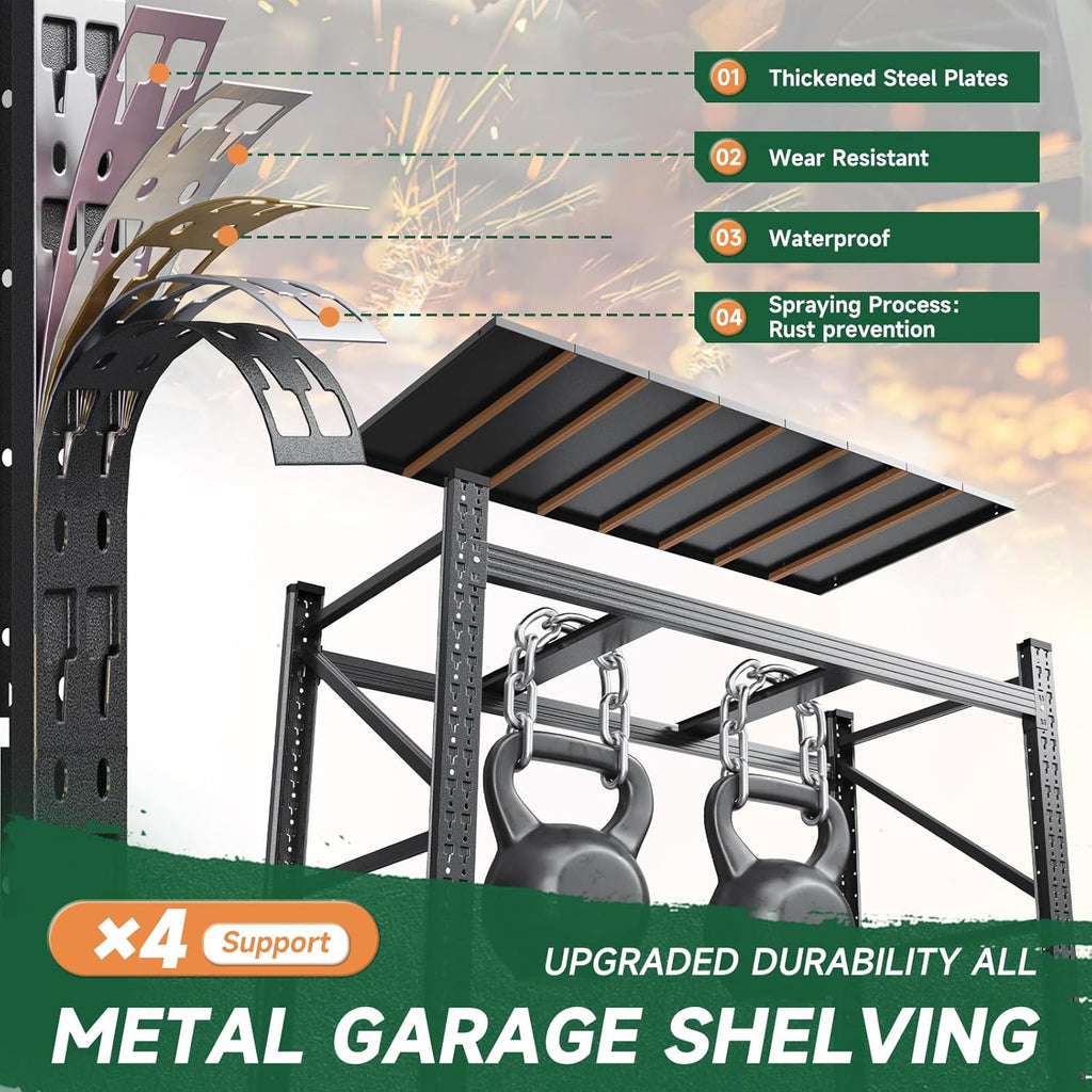 Letaya 71.3" W Metal Storage Shelves,5000LBS Heavy Duty Garage Shelving Units, 4 Tier Adjustable Utility Rack Shelf,Large Industrial Shelves,for Shop,Warehouse,Black (71.3" W x 24" D x 70" H)