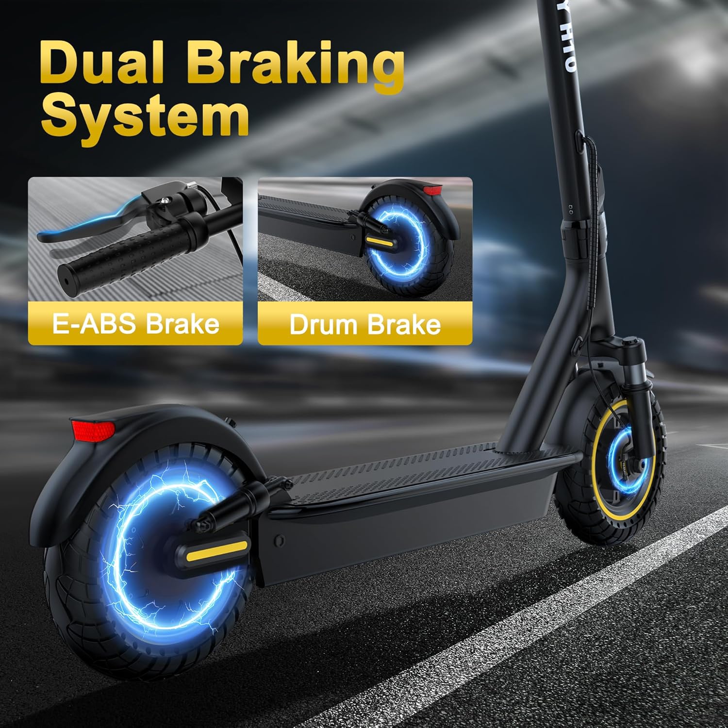 WERHY 10 Inches Electric Scooter, 500W Powerful Motor & 25-28Miles Long Range, 21/22 MPH Top Speed, Folding E Scooter with Dual Braking for Adults