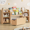 ONBRILL Kids Bookshelf with Reading Nook, 64.5" Toy Storage Organizer with Movable Bench with 3 Storage, Kids Bookcase with 3-Tier Bookshelf, 6 Storages Cubbies, Toy Box & Chest for Bedroom, Playroom
