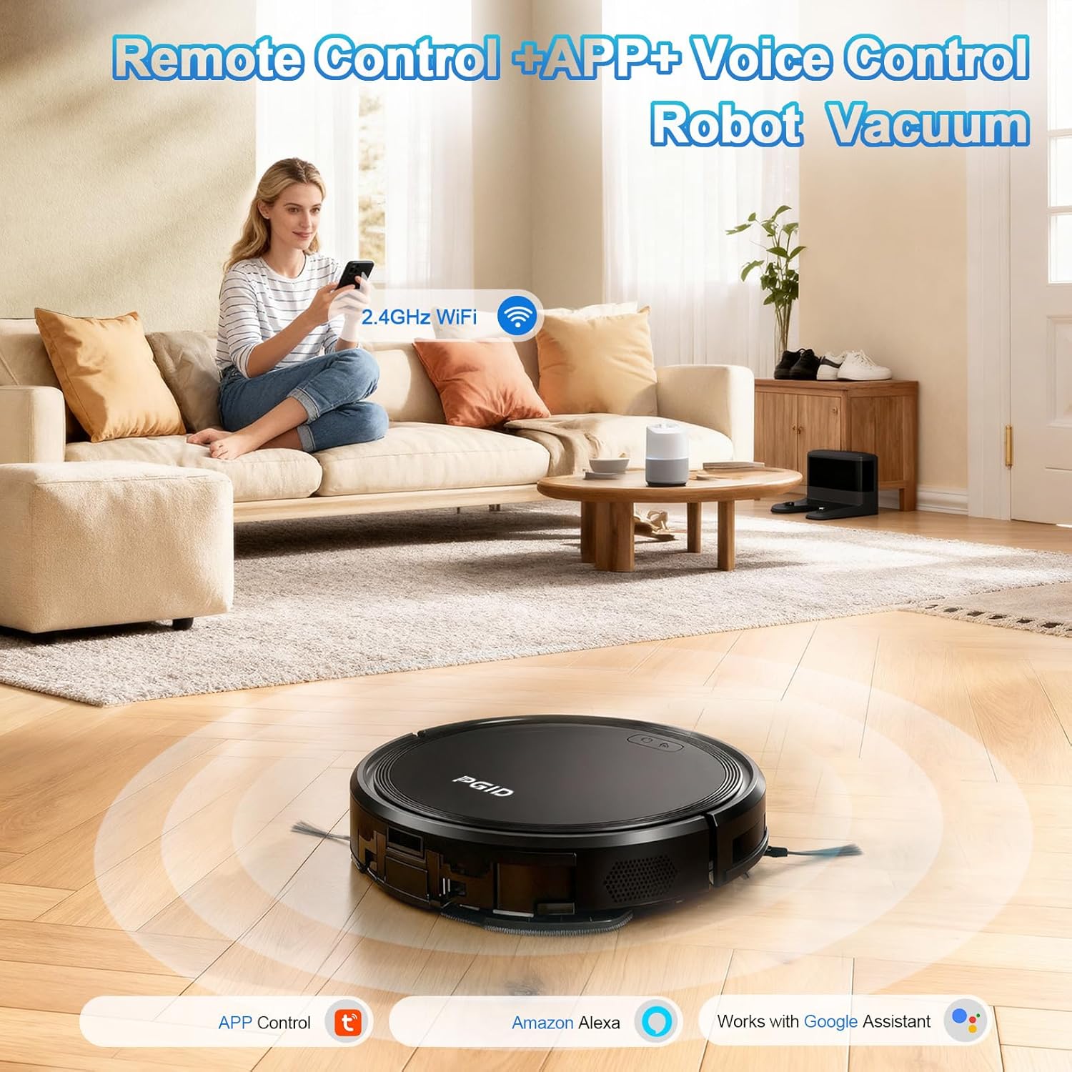 Robot Vacuum and Mop Combo, 2 in 1 Mopping Robotic Vacuum Cleaner w Schedule,Robot Vacuum Self Emptying App/Remote,5000Pa Strong Suction, Slim, Ideal for Hard Floor, Pet Hair (F7s)