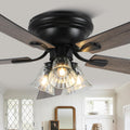 52'' Flush Mount Ceiling Fans with Lights and Remote Control,Reversible DC Motor,5 Reversible Blade,6 Speeds,Rustic Farmhouse Ceiling Fan for Living Room,Dining Room,Bedroom