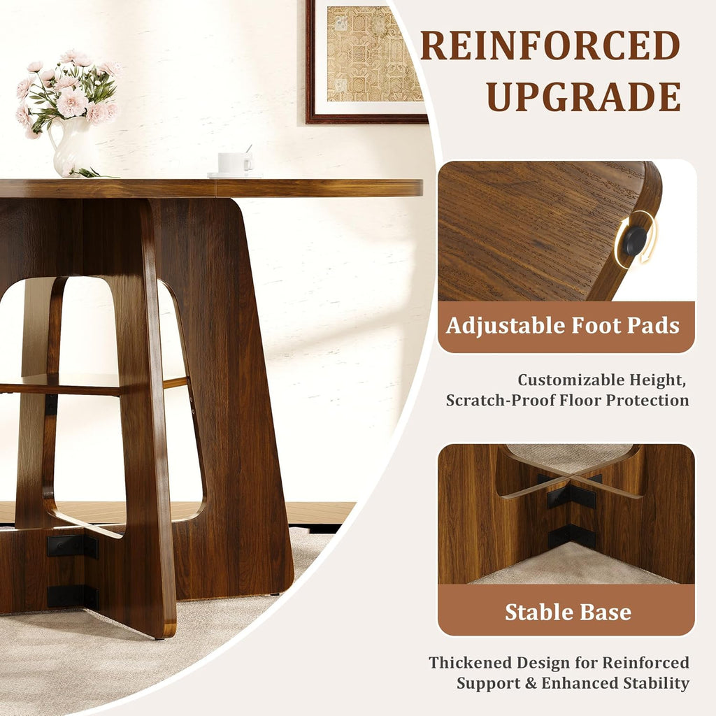 GRUSIGN Round Dining Table for 4-6, 47" Kitchen Table for Dining Room, Circle Farmhouse Kitchen Table, Wood Dinner Table for Kitchen, Living Room, Apartment