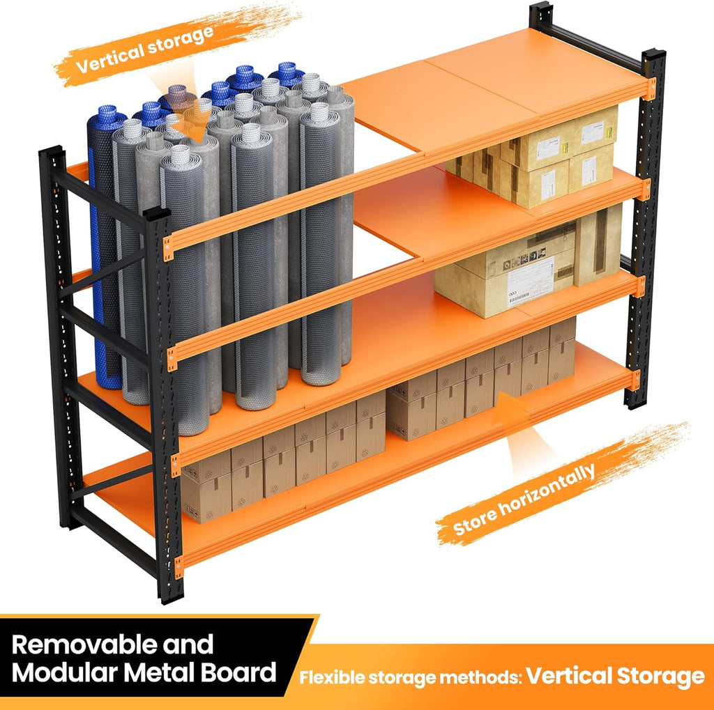 48" W Garage Storage Shelves Heavy Duty, 3000LBS Metal Shelving Units, 4 Tier Tall Metal Shelving, 24" Deep Steel Shelf Rack , Adjustable Utility Standing Shelf for Warehouse/Shop 48"W x 24"D x 70"H