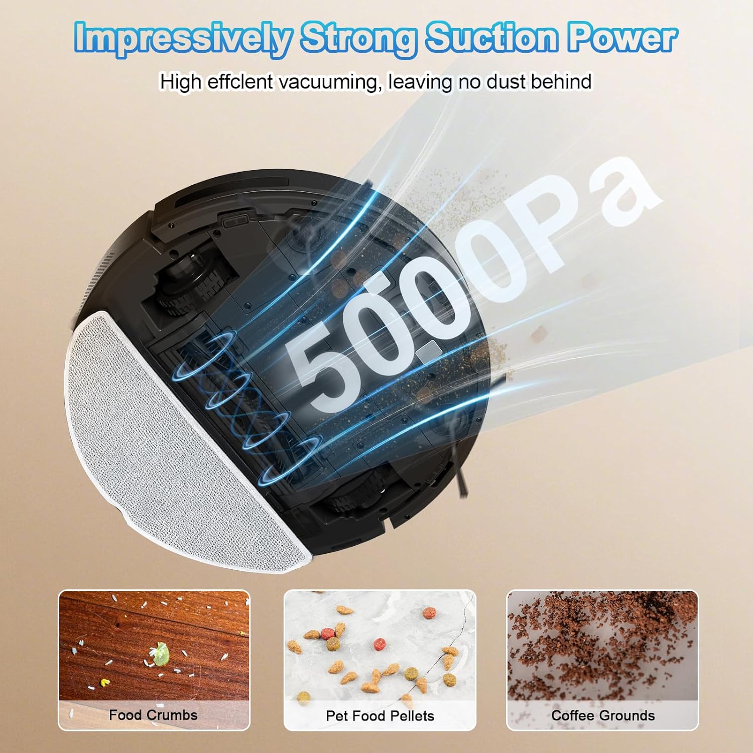 Robot Vacuum and Mop Combo, 2 in 1 Mopping Robotic Vacuum Cleaner w Schedule,Robot Vacuum Self Emptying App/Remote,5000Pa Strong Suction, Slim, Ideal for Hard Floor, Pet Hair (F7s)