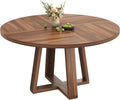 Garvee Round Dining Table for 4-6 People, 47" Modern Circle Dinner Table with Wooden Cross Pedestal Base for Living Room, Kitchen, Walnut Brown