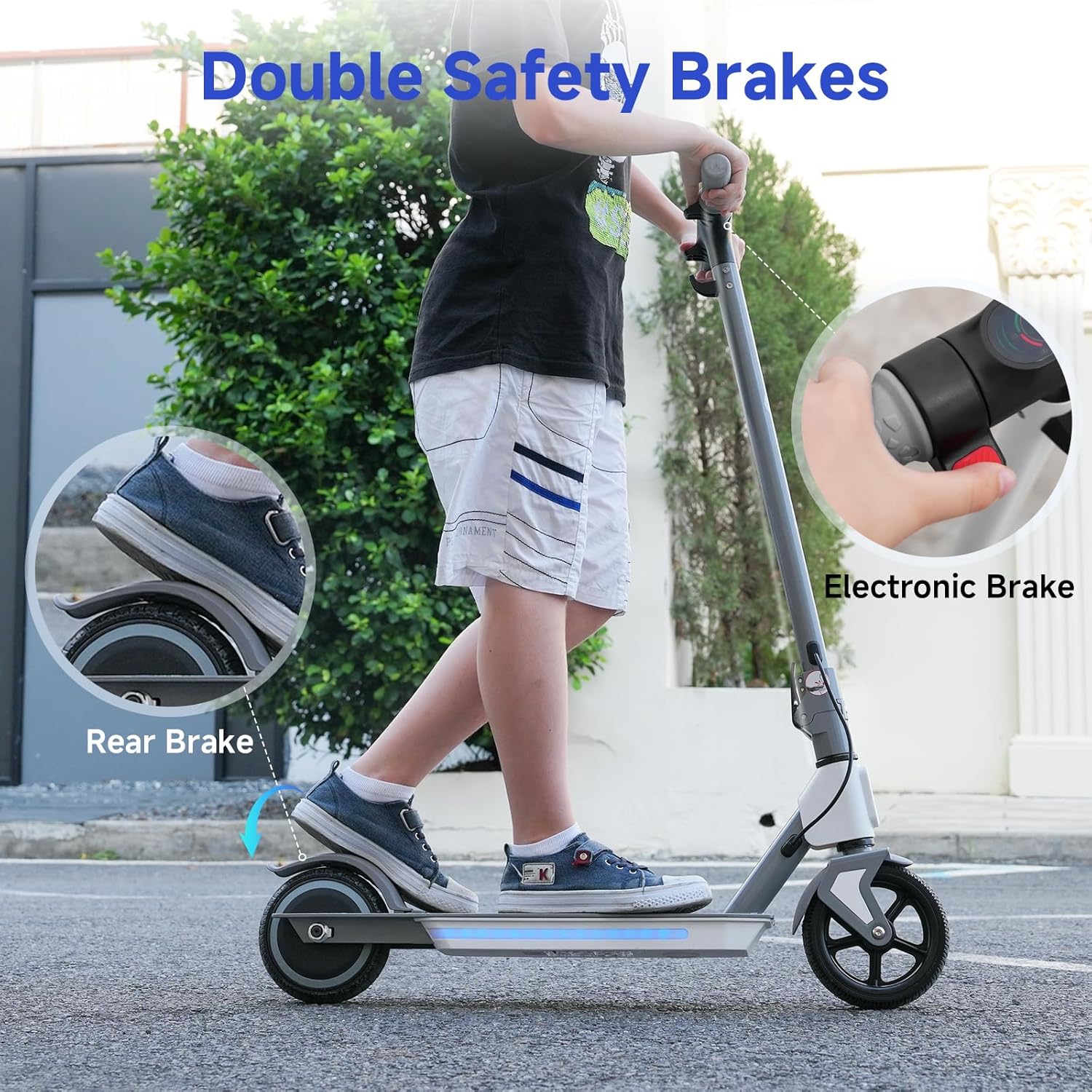 isinwheel S4 Electric Scooter for Kids Ages 6-14, 200W Foldable Kids Electric Scooter with 3 Speeds (5/8/12 Mph), LED Display, Colorful Lights, Gift for Kid