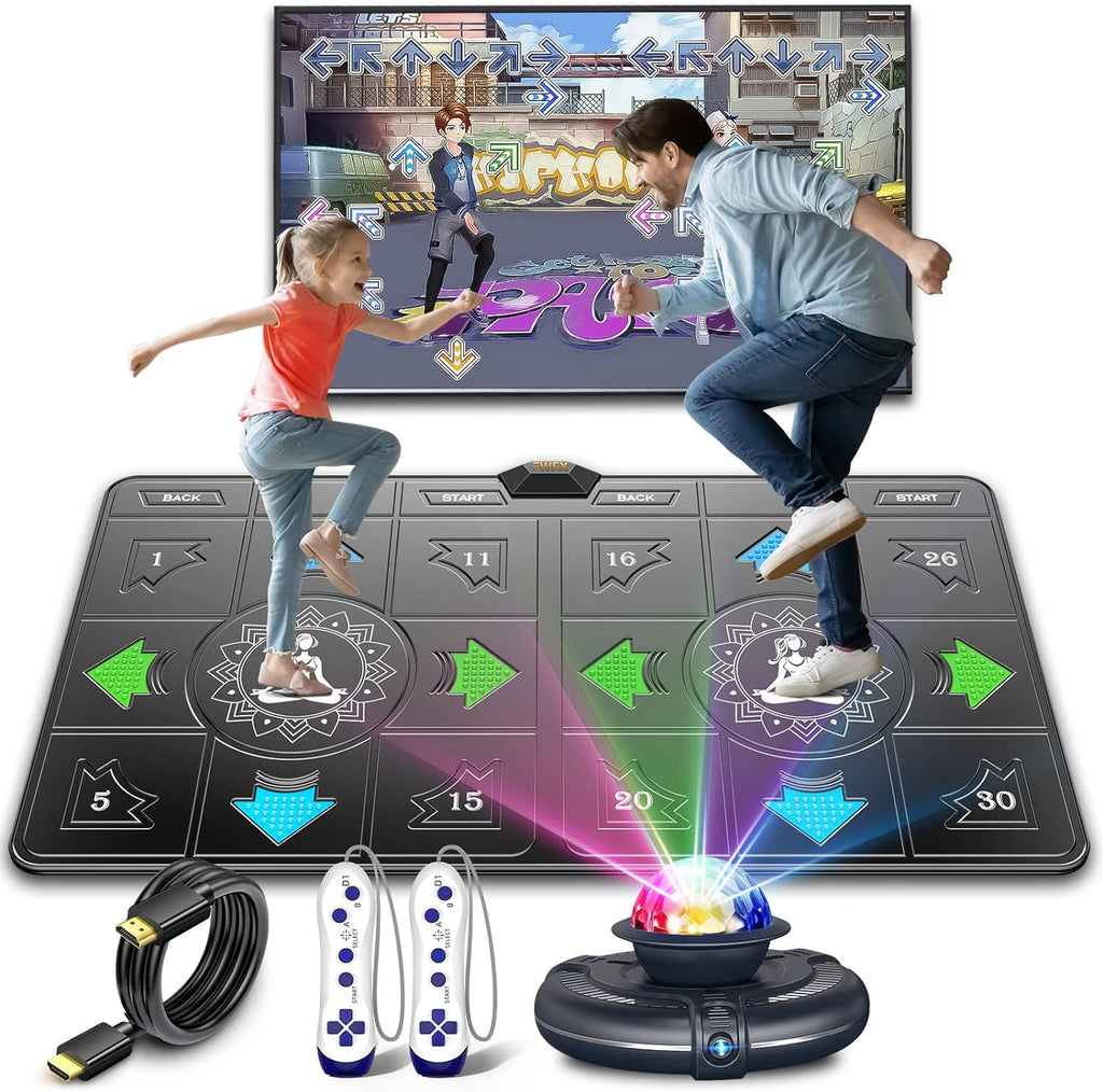 FWFX Wireless Dance Mat for Kids & Adults, Interactive TV Game System with Fitness Dance Pad, Plug & Play Indoor Sports Games for Family Fun(Gray)