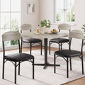 Jocoevol Dining Chairs Set of 4 - Upholstered Dining Room Chairs with PU Leather, Industrial Kitchen Chairs with Wooden Backrest and Thickened Metal Legs, for Dining Room, Living Room（Gray）