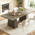 LITTLE TREE Dining Table for 6 People, Wooden Table, Rectangle Furniture with Heavy Duty Legs, Modern Kitchen Table for Home, Dining Room, Grey