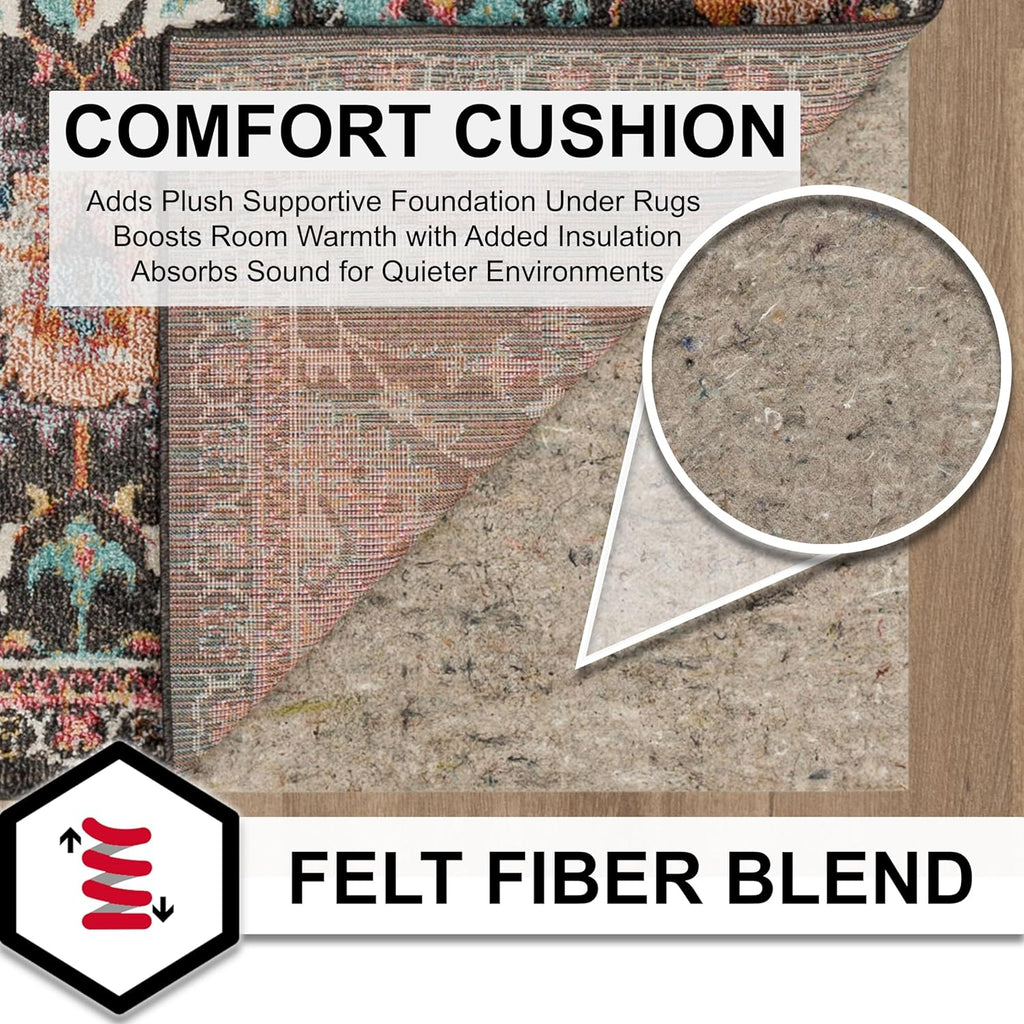 Mohawk Home Non Slip Rug Pad 10' x 14'- 1/4" Thick Felt + Latex Rubber Gripper - Dual Surface Cushion for Hardwood, Carpet, Tile Floors, Made in USA