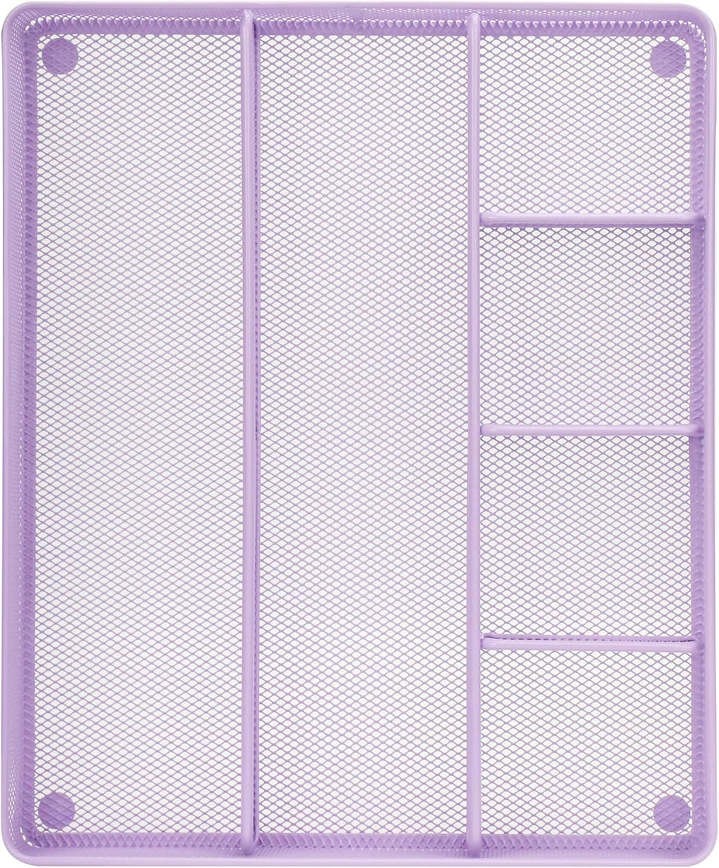 Annova Desk Top Organizer/Storage Tray - Metal Mesh with Dividers for Pens, Desktop Accessories, Bathroom, Kitchen, Makeup and Office Supplies (Large, Light Purple)