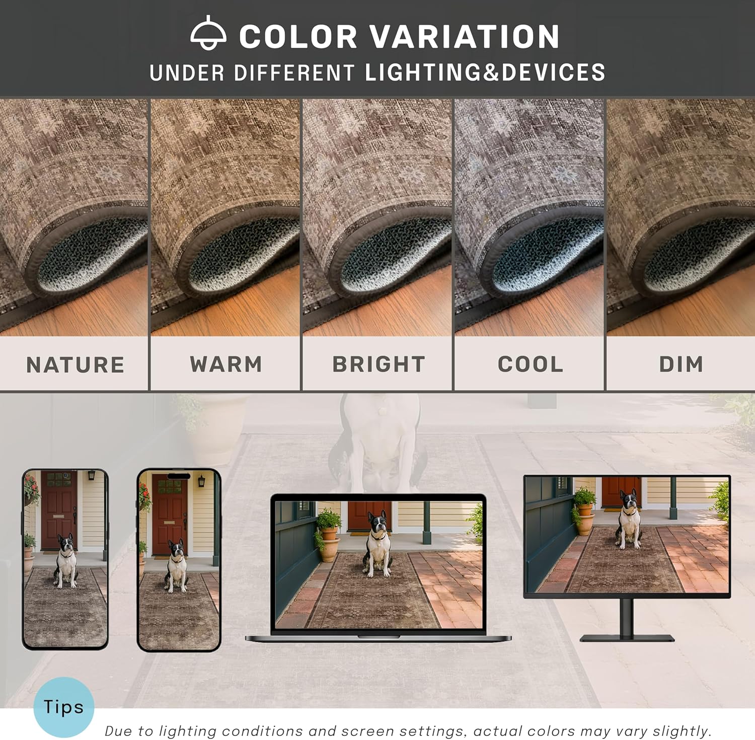 Hazo Haus Boho Taupe Brown Living Room Rug 8x10 - Modern Vintage Traditional Eclectic Oriental Neutral, Washable Low Pile Non-Slip Extra Large Area Rugs for Dining Under Table Bedroom Lounge