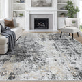 9x12 Area Rugs for Living Room Rug Washable: Abstract Large Rug for Dining Room Bedroom Carpet Non Slip 9 by 12 Indoor Modern Nursery Home Office Black Grey Gold