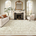 Soalmost 9x12 Area Rugs for Living Room, Non Slip Machine Washable Vintage Rugs, Low Pile Lightweight Large Rug for Bedroom, Dining Room, Home Office Beige/Brown