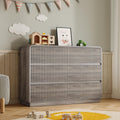 BORNOON Dresser for Bedroom with 6 Drawers, Fluted Chest of Drawers with Round Curved Corner, Hidden Handles, Modern Wood Storage Organizer for Bedroom, Nursery, Living Room