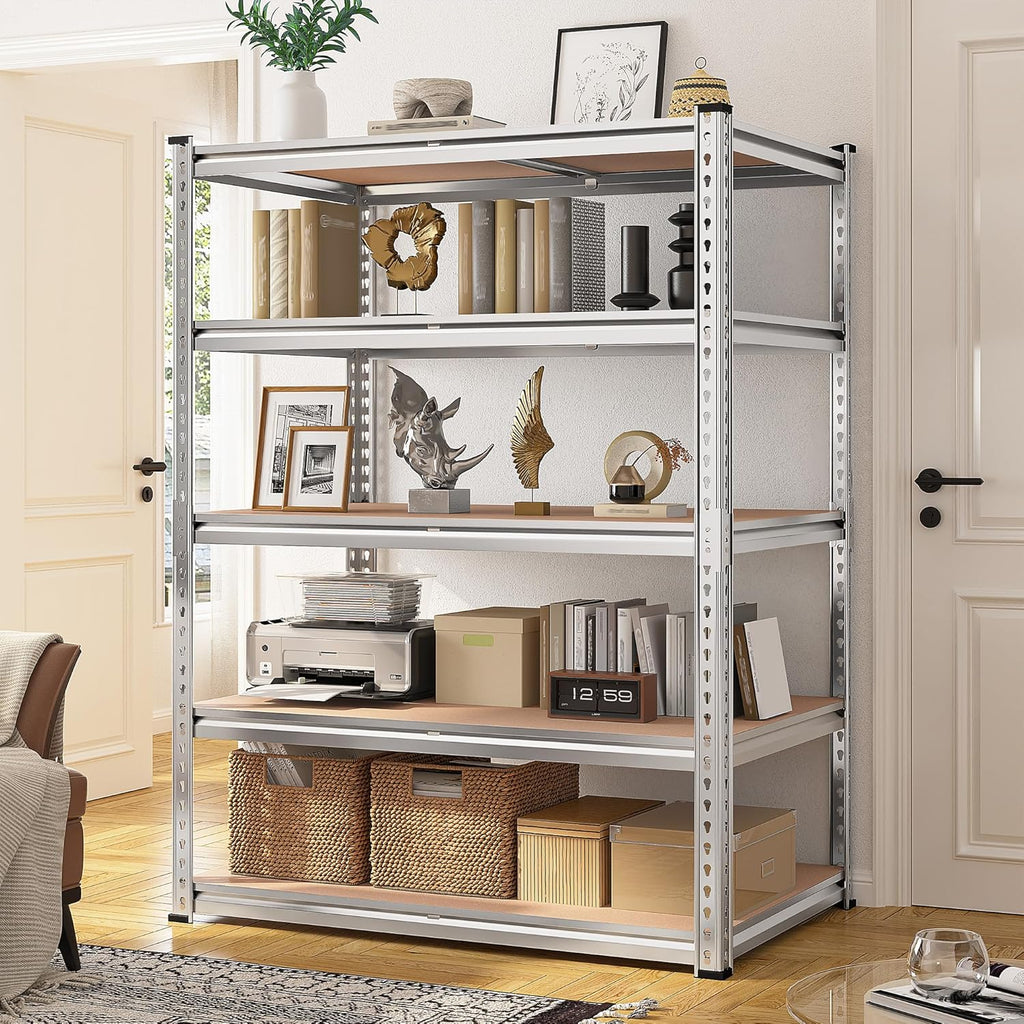 REIBII 2020LBS Garage Shelving Heavy Duty 5 Tier Storage Shelves Adjustable Metal Shelving for Basement, Warehouse, Pantry, Closet, Kitchen, Easy Assembly, 72" H x 35.55" W x 16" D, Galvanized