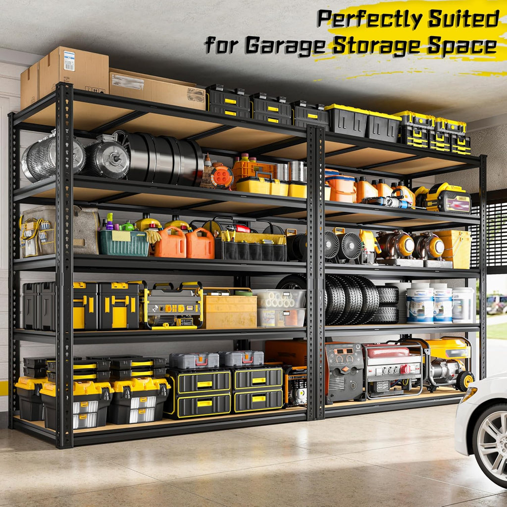 48" W Garage Shelving Heavy Duty 3080LBS Garage Storage Shelving, 5 Tier Adjustable Metal Shelving Unit Utility Rack Shelf for Warehouse, Pantry, Closet, Kitchen 72" H x 48" W x 24" D, Black,Gifts