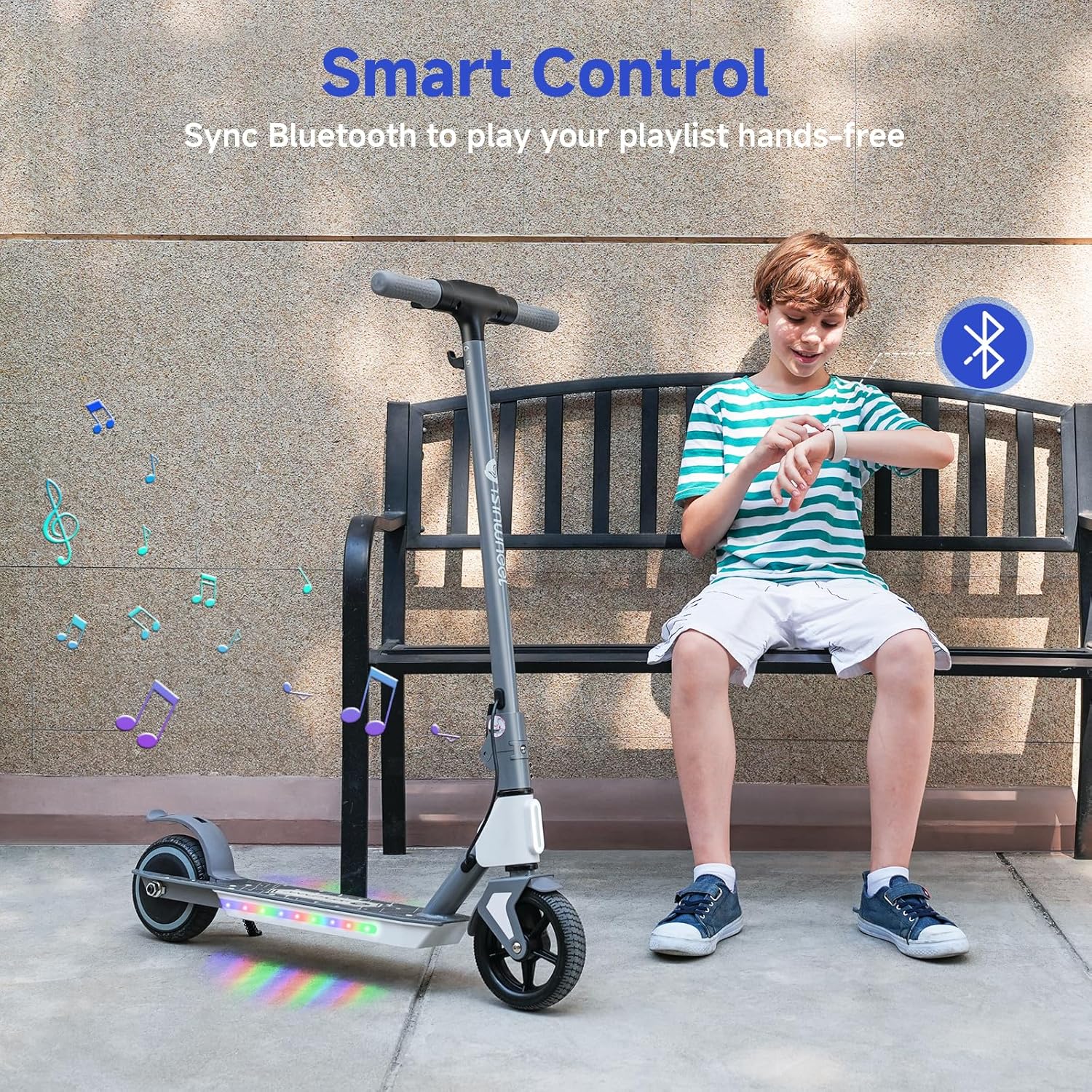 isinwheel S4 Electric Scooter for Kids Ages 6-14, 200W Foldable Kids Electric Scooter with 3 Speeds (5/8/12 Mph), LED Display, Colorful Lights, Gift for Kid